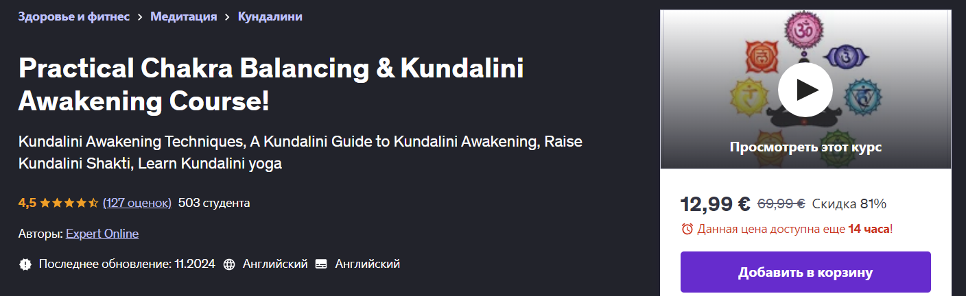 [Udemy] Практический курс по балансировке чакр и пробуждению Кундалини! (2024)