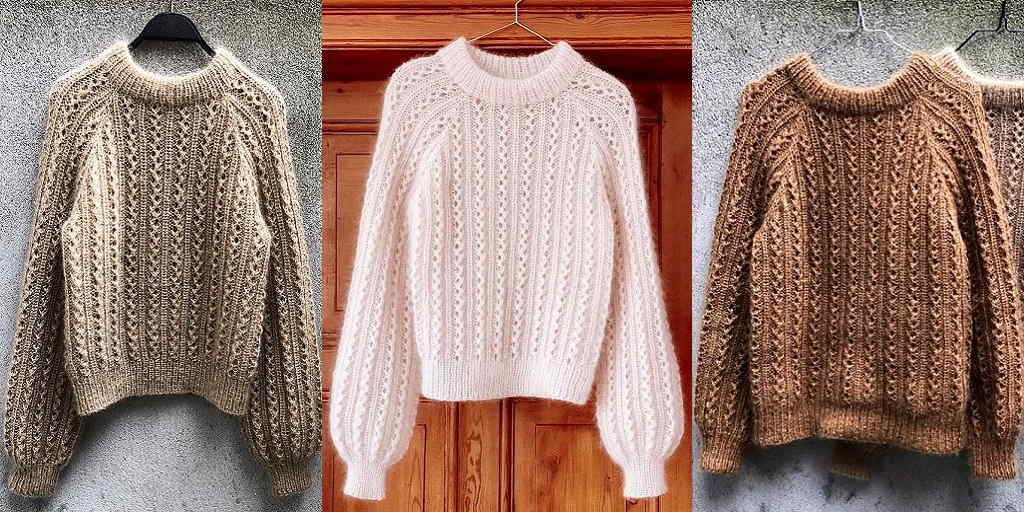 [Вяжи.ру] Объемный свитер из мохера Vaffel (2024)