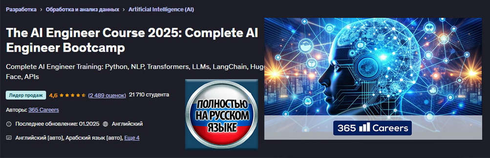 [365 Careers] [Udemy] Курс «Инженер ИИ 2025»: полноценный тренировочный лагерь «Инженер ИИ» (2025)