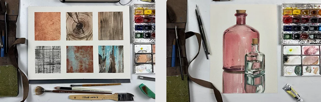 Художник онлайн - Фактуры акварелью (2025)